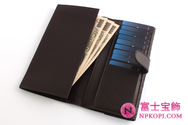 ボッテガヴェネタ シープスキン 長財布 ダークブラウン 134075N001N2040